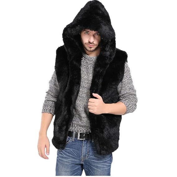 sleeveless fur hoodie