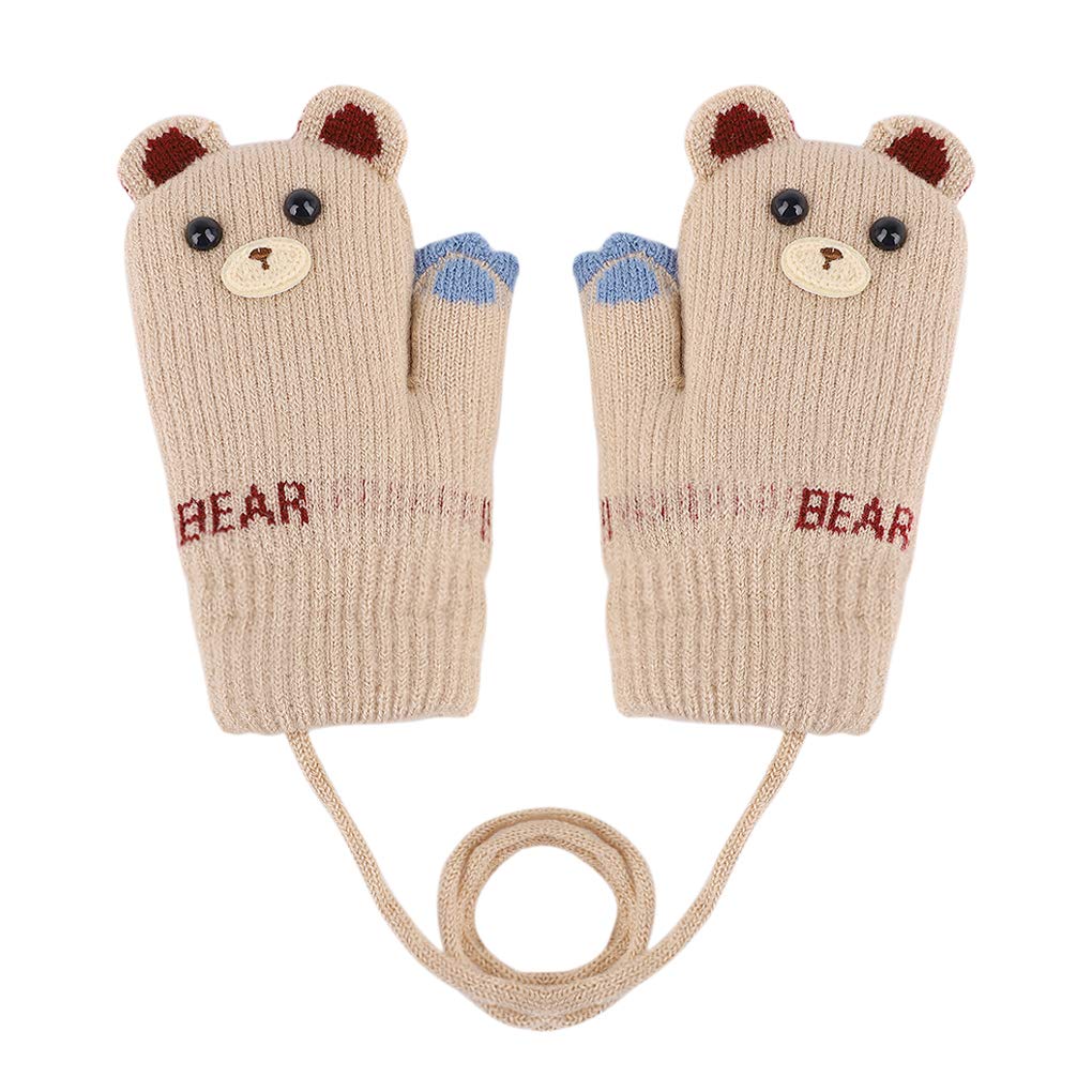 baby winter mittens with string