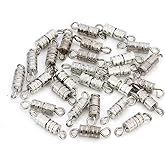 100 Sets 4mm x 15mm Screw Type Clasp Barrel Screw Clasps Twist Clasps Connector for Jewelry Making Necklaces and Bracelets, Silver-Color