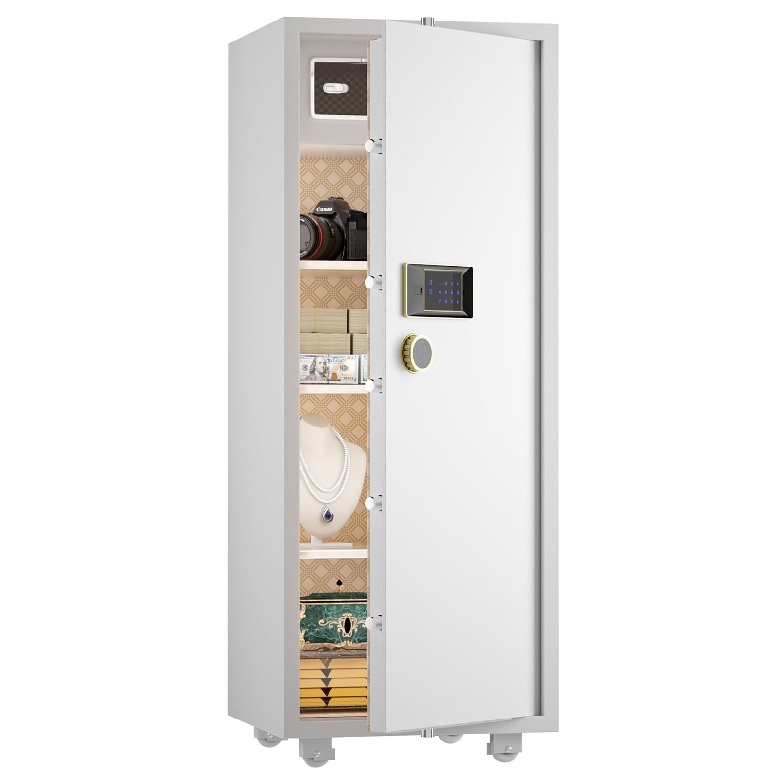 Photo 1 of TIGERKING 17.6 Cu Ft Extra Large Home Security Safe – Touchscreen Lock, Heavy-Duty Steel Construction, Internal Compartment, Jewelry & Luxury Items, Ideal for Home or Office (White, Modern Design)