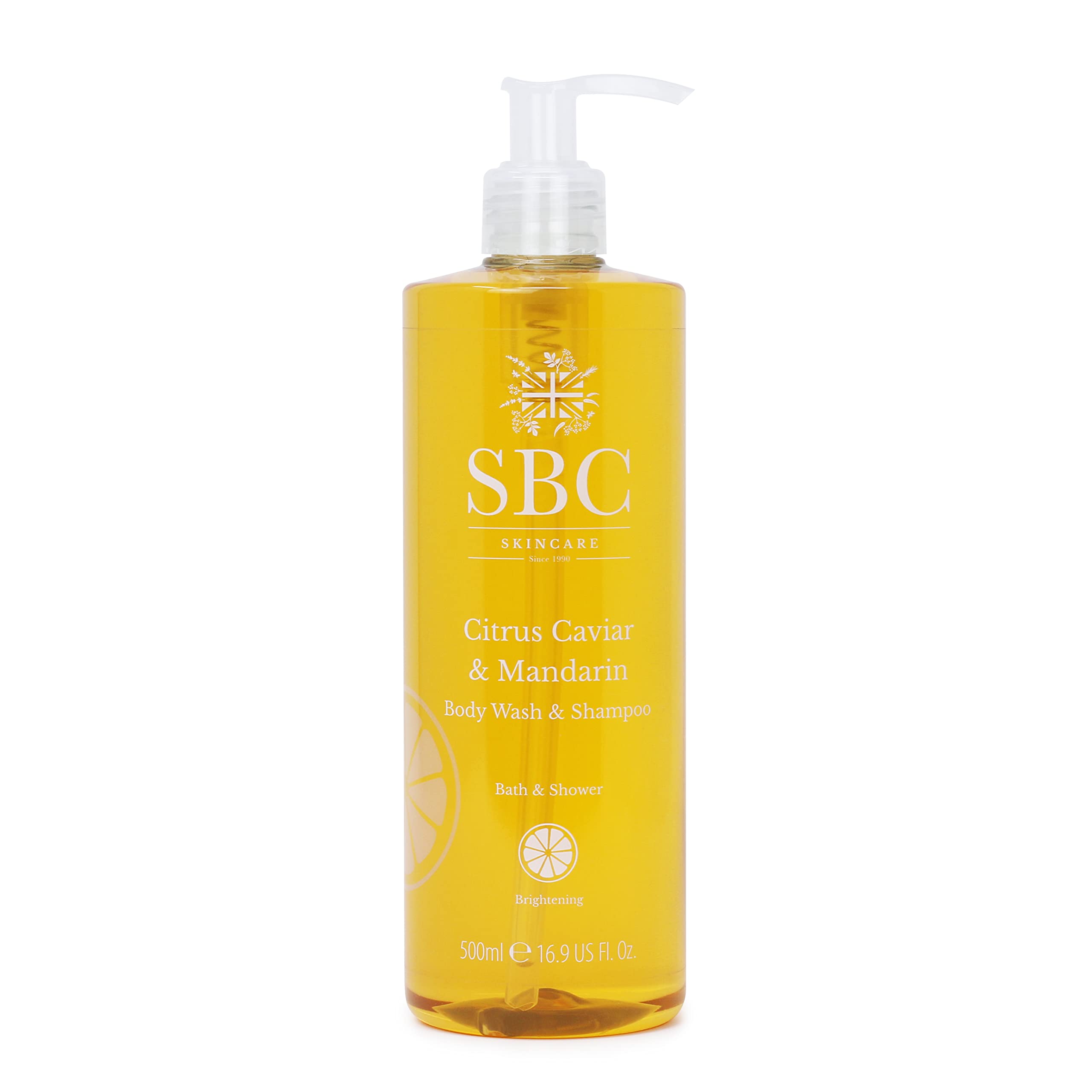 SBC Skincare Vitamin C Hair & Body Wash 500ml, 2-in-1 Shower Gel And Shampoo With Mandarin & Rainforest Lime, Vegan Friendly, SLS Free