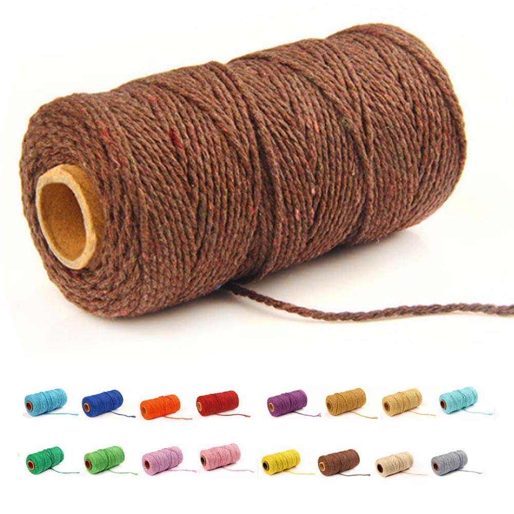 Photo 1 of (109 Yards/1.5mm/35 Colors Optional) 109 DIY Macrame Cord Craft Macramé Cotton Baker Twine Craft Making Knitting String Rope DIY Wedding Decor Supply Christmas Wrapping(Coffee)