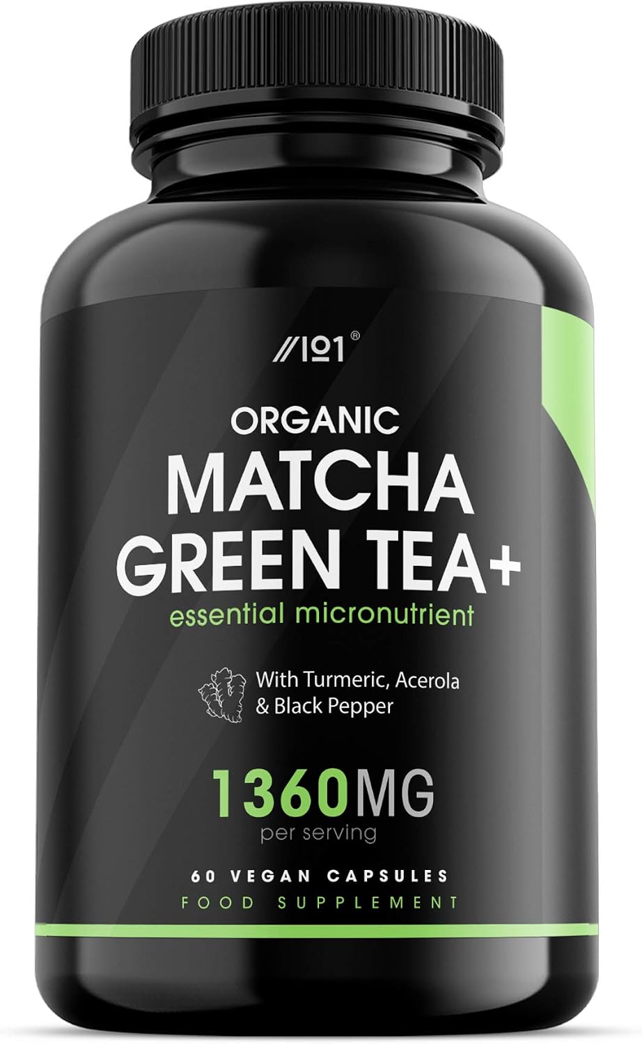 Organic Matcha Green Tea Extract 1360mg, 90 Vegan Capsules, Boosted with Turmeric, Acerola & Black Pepper