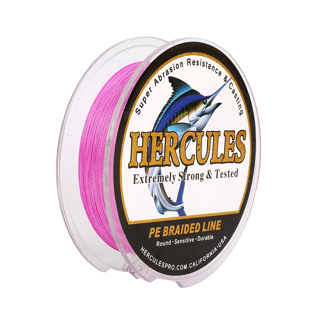 HERCULES Braided Fishing Line 500m 547yds 6lbs-100lbs Pe Superline 4 Strands (Pink 6lb/2.7kg 0.08mm) — image 1