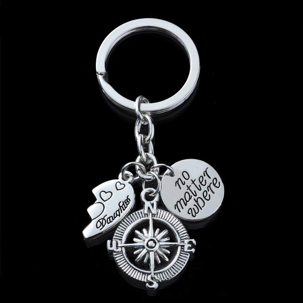 Mom Key Ring Set Daughter Mom Key Chain Set Mothers Day Gift Key Ring Mother Daughter No Matter Where Pendant Keyring for Women Girl Set of 2pcs