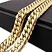 Loveshine Mens Stainless Steel 16MM 14K Gold Plated Curb Link Cuban Chain Necklace