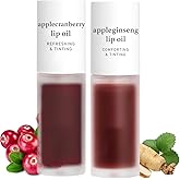 NOONI Korean Vegan Lip Oil - Applecranberry, 0.12 Fl Oz + Korean Lip Oil - Appleginseng, 0.12 Fl Oz Bundle