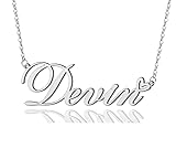 AOLO Devin Heart Name Necklace Silver Stainless