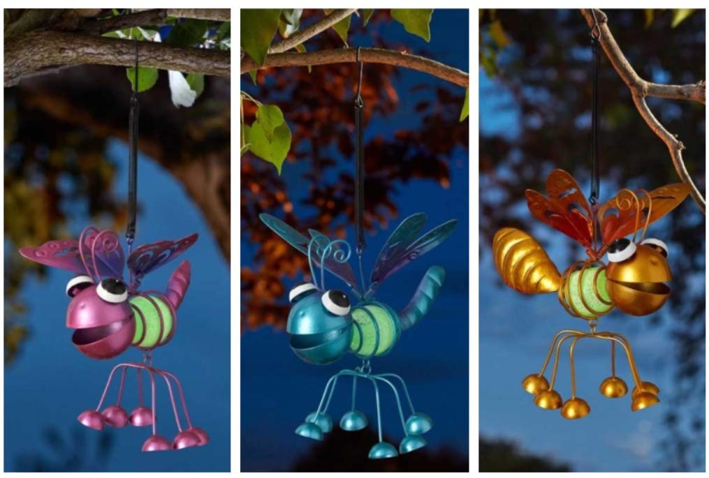 Garden Mile Hanging Glow in the Dark Butterfly Pendants, Unique Garden Decor Outdoor Bug Ornament Decoration Easy Setup Indoor Metal Swinging Tree Ornamental Hanging Decor 12cm x 15cm (Set of 3)