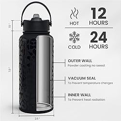 SANDJEST Leopard Water Bottle 32oz Stainless Steel