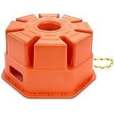 HOXWELL 6" H Trailer Jack Block with Handle, RV Stabilizer Blocks for Any Tongue Jack, RV Leveling Blocks for Travel Trailers Wheels, Stackable &amp; Portable, 1 Pack, Orange
