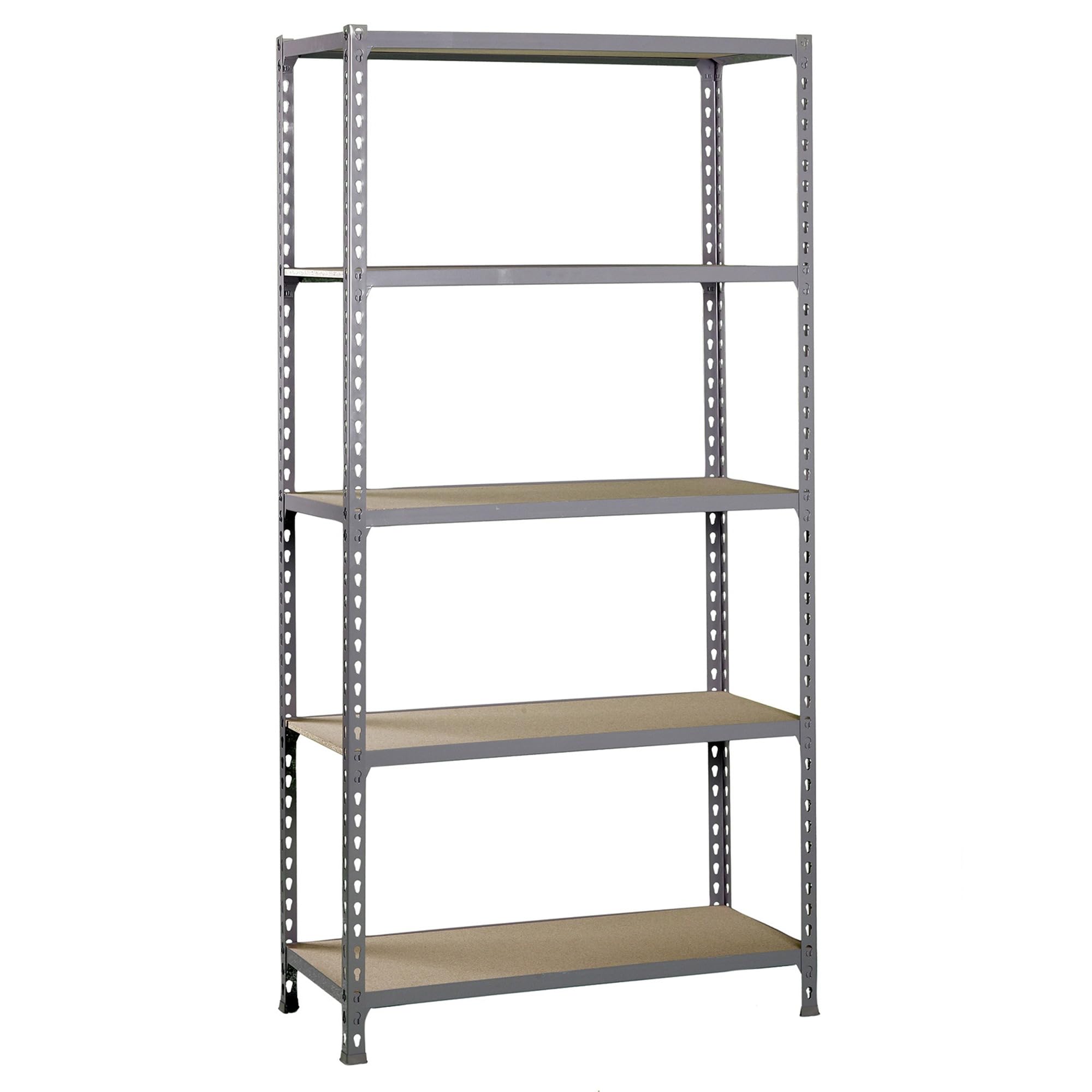 Simonrack Garage Shelving Unit 1800x900x400 mm, 5 Tier Metal Rack with 16 mm MDF Shelves, 150 kg per Shelf, Grey/Wood – Maderclick