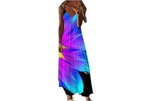 anuyalue Fashion Dresses for Women 2023 Colorful Print Summer Dress Deep V Neck Sleeveless Sundresses Sexy Casual Sling Dress