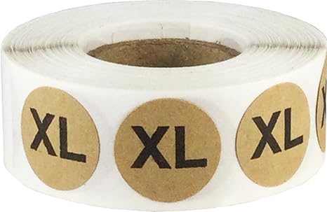 Braun Kraft Kreis Extra Groß XL Kleidung Größe Aufkleber, 19 mm 3/4 Zoll Runde, 500 Etiketten auf einer Rolle