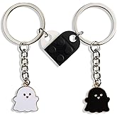 QqzsJewls 2PCS Matching Heart Keychains for Couples Best Friends, Christmas Valentines Day Anniversary Birthday Gifts