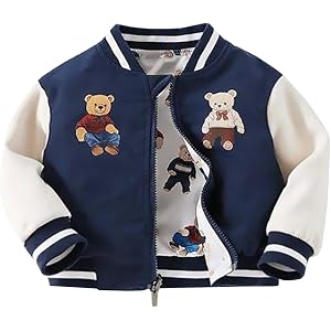 Ltvoo Baby Boys Reversible Baseball Jacket Varsity Bomber for Toddler 6M-3T | Zipper Outwear, Jackets Coat, Spring Fall Cloth