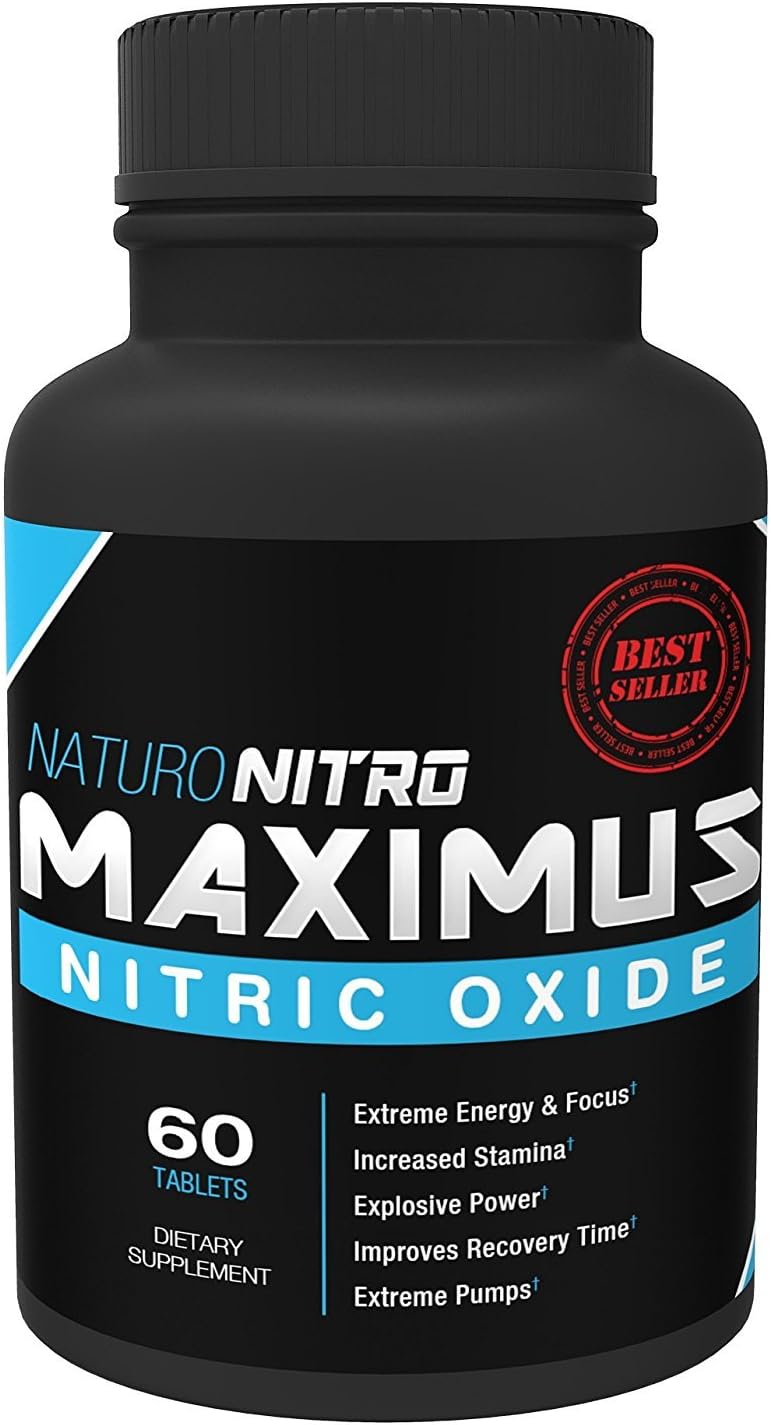 Maximus | Nitric Oxide Supplement | High Potency NO Booster | L-arginine | Build Muscle Faster, Workout, Train Longer and Harder, 60 Tablets
