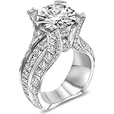 Yuren Fashion Ring,White Topaz Cubic Zirconia CZ Diamond Elegant Eternity Engagement Wedding Band Ring Size 6-10 (Size 8)