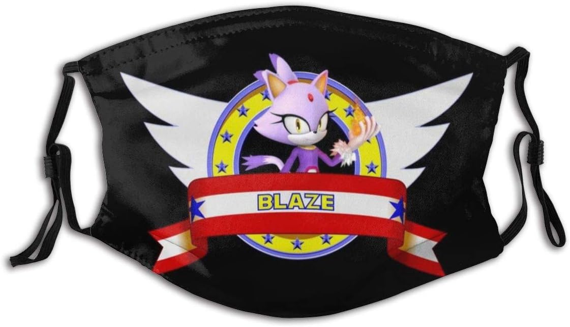 Sonic The Hedgehog Blaze The Cat Banner Unisex Face Masks Washable Dust Mask with Filter Replaceable