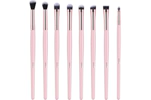 MSQ Eye Makeup Brushes 8pcs Eyeshadow Makeup Brushes Set with Soft Synthetic Hairs & Real Longer Wood Handle for Eyeshadow, E