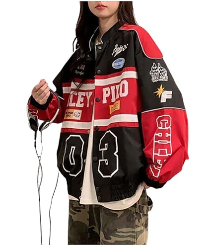 Amazon.com: CEINOM Y2k Vintage Bomber Jacket Women Harajuku