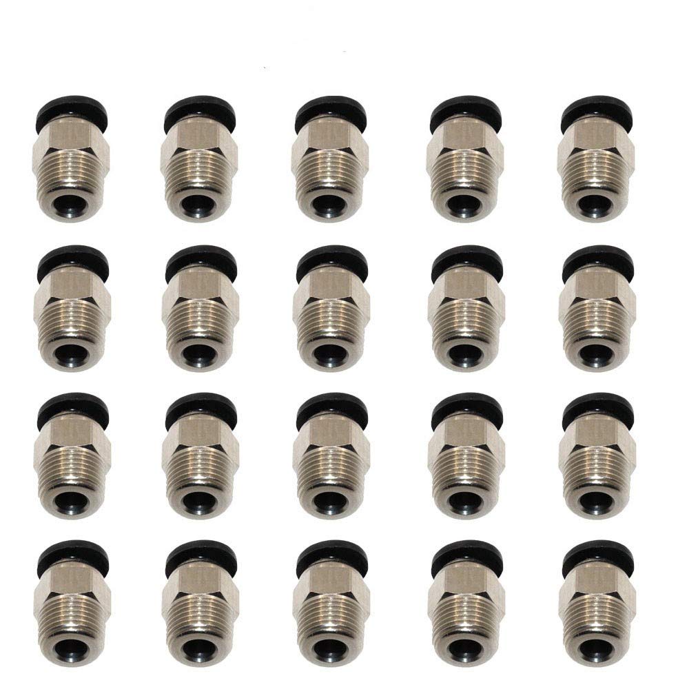 3Dman PC4-M10 Male Straight Pneumatic PTFE Tube Push In Quick Fitting Connector for V6 Long Distance Bowden Extruder 3D Printers-20pcs