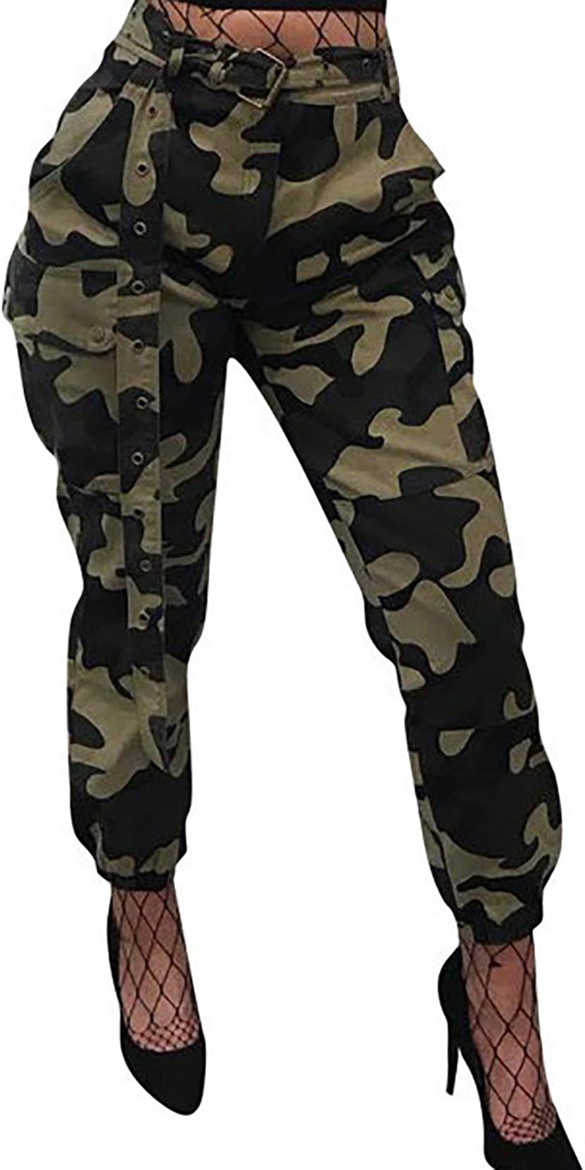 VoghticCamo Cargo Pants for Women High Waisted Slim Fit Camoflage Jogger Sweatpants with Pockets