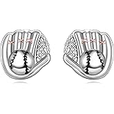 URONE Baseball Earrings 925 Sterling Silver Softball Earrings Baseball Stud Earrings Baseball Jewelry for Women Sports Lovers