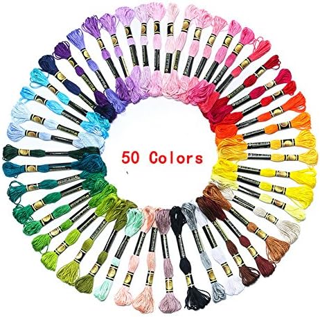 Embroidery Floss Skein, YOBOKO Embroidery Floss Sewing Threads Giant Pack, Thread Cross Stitch Kits 50/100/150 colors,8M (50 colors)