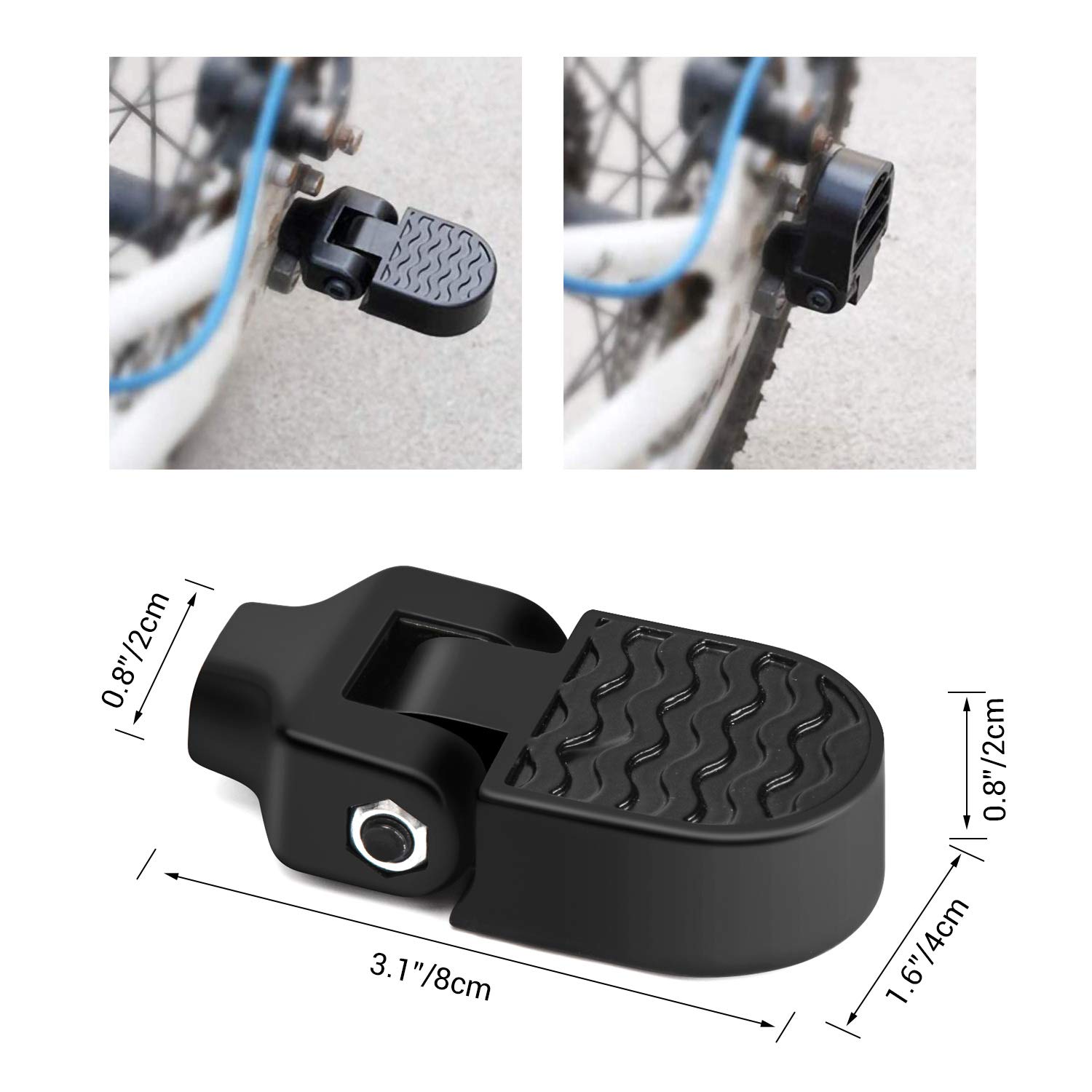 TOBWOLF 1 Pair Mini Bike Rear Pedals, 3.1x1.6 in / 8x4cm Aluminium Alloy Folding Bike Pegs, Non-Slip Bicycle Footrests, Foot Plates Pedals for Folding Mountain Bike, Foldable Bicycle