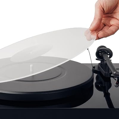 Hudson HiFi Acrylic Turntable Mat - Transparent - Enjoy Richest Tones, Crispest Sonic Clarity, Tightest Bass - 11.75” Anti-Static Platter Slipmat w/Label Recess - Standard Vinyl LP Record Platters