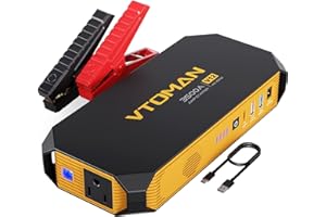 VTOMAN V12 Jump Starter, 3500A(Up to 10L Gas/8L Diesel Engines) USB QC3.0, Portable Laptop Charger with AC Outlet, Car Jump Starter Box Battery Pack, 12V Auto Battery Booster with Jumper Cables