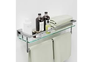 Bathroom Glass Shelf Towel Rack Shelf Glass Organizer Wall-Mounted Bathroom Storage SUS304 Stainless Steel Towel bar/Track Wa
