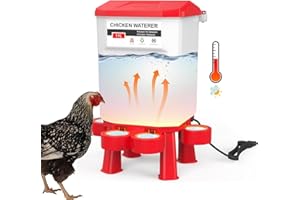 11L Chicken Water Heater, Plastic Heated Chickens Waterer 3 Gallon, Hanging Poultry Hot Water Bowl with Detachable Legs for W