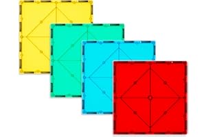 Bmag 4 Piece Magnetic Tiles Large Square, Magnet 3D Building Blocks Expansion Set for Kids, STEM Preschool Learning Kit Educational Playset Construction Toys for Boys Girls Ages 3+