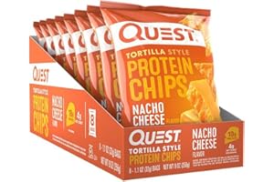 Quest Nutrition Protein Tortilla Chips, Nacho Cheese, 18g Protein, 4g Net Carbs, 150 Calories, Low Carb, Gluten Free, Soy Fre