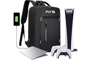 ZLDYPINK Game Backpack Compatible with PlayStation 5 Console, Protective Carrying Case for PS5, Travel Storage Bag with USB Port for PS 5 Disc Controllers and Gaming Accessories