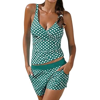 OverDose Damen Übergröße Punktdruck Bikini Sets Frauen Tankini Badeanzug Bikini Beachwear Bademode Gepolsterte Push Up Badean