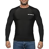 Delmont Men’s BJJ Rash Guard Long Sleeve Compression Fit No Gi Jiu Jitsu Shirt,
