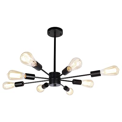 Buy Jhlbyl Sputnik Chandeliers 8 Lights Modern Pendant Lighting Black Vintage Semi Flush Mount Ceiling Light Fixture For Kitchen Dining Room Living Room Online In Turkey B08dtxjmbn