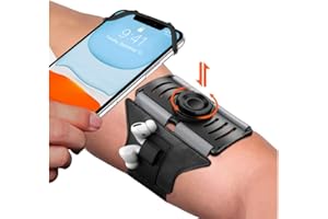 VUP Detachable Running Phone Holder 360°Rotatable Armband for iPod MP3 Player iPhone, Fits All 4-6.7 Inch Smartphone Device, with Key Holder for Running Hiking Biking (Black-Detachable)