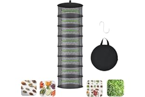 Hpessoterr Herb Drying Rack,Multi-Functional Mesh Well Vented Herb Dryer Net,Foldable Plant Drying Rack with Zipper and Hook,