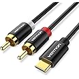 Vention USB C to 2 RCA Audio Cable 1.6FT, USB Type C Male to RCA Male Aux Auxiliary Stereo Y Splitter Adapter Cord Compatible with iPhone 15 Pro Max/15 Plus, iPad Pro, Samsung Galaxy S23 S22,etc