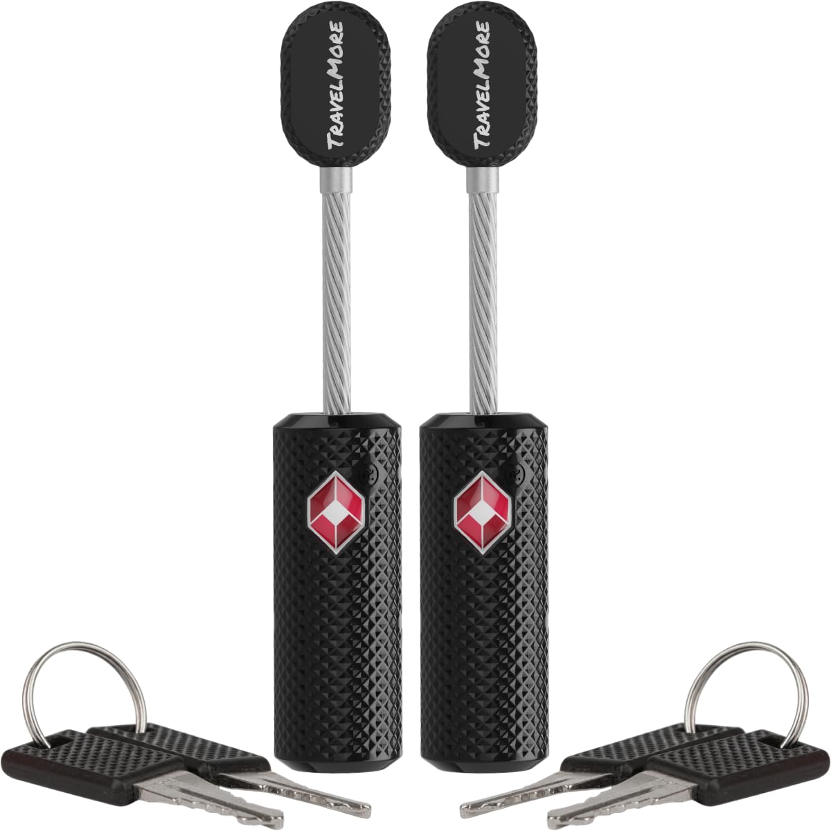 2-Pack TSA Approved Luggage Locks with Keys for Travel | Flexible, Ultra Secure Mini Key Padlocks Made from Zinc Alloy | Luggage Locks | TSA Locks | Black