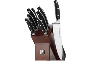 HENCKELS Forged Contour 9 Piece Kitchen Knife Set with Block- Stainless Steel, Ultra Sharp Blades, Knife Block Set, Dishwashe