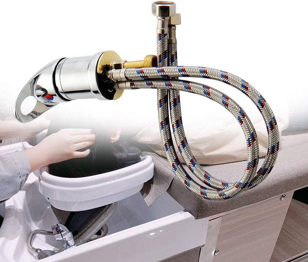 Salon Shampoo Bowl Unit Sink Hot & Cold Faucet Spray Hose Equipment Replacement Part