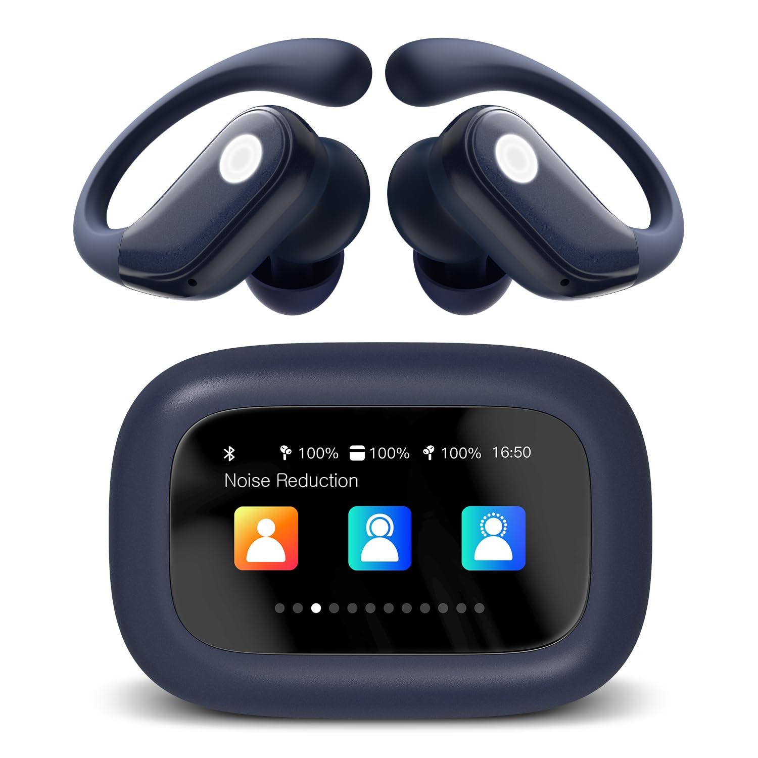 jaddsa Wireless Earbuds, ANC Noise Cancelling Sport Ear Buds with Multifunctional Touch Screen, Bluetooth 5.4 Headphones, Bass Stereo Sound, 5 EQ Over-Ear Earbuds for Sports/Workout/Gym-Dark Blue Image jaddsa Wireless Earbuds, ANC Noise Cancelling Sport Ear Buds with Multifunctional Touch Screen, Bluetooth 5.4 Headphones, Bass Stereo Sound, 5 EQ Over-Ear Earbuds for Sports/Workout/Gym-Dark Blue Image
