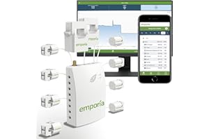 EMPORIA Smart Home Energy Monitor with 8 50A Circuit Level Sensors | Vue - Real Time Electricity Monitor/Meter | Solar/Net Metering
