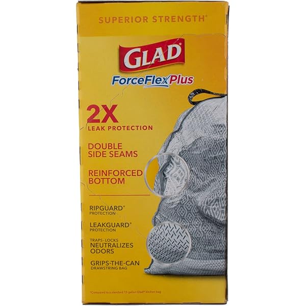 GLAD FORCEFLEX 13 GAL FRESH SCENT TALL KITCHEN BAGS DRAWSTRING 34 PK