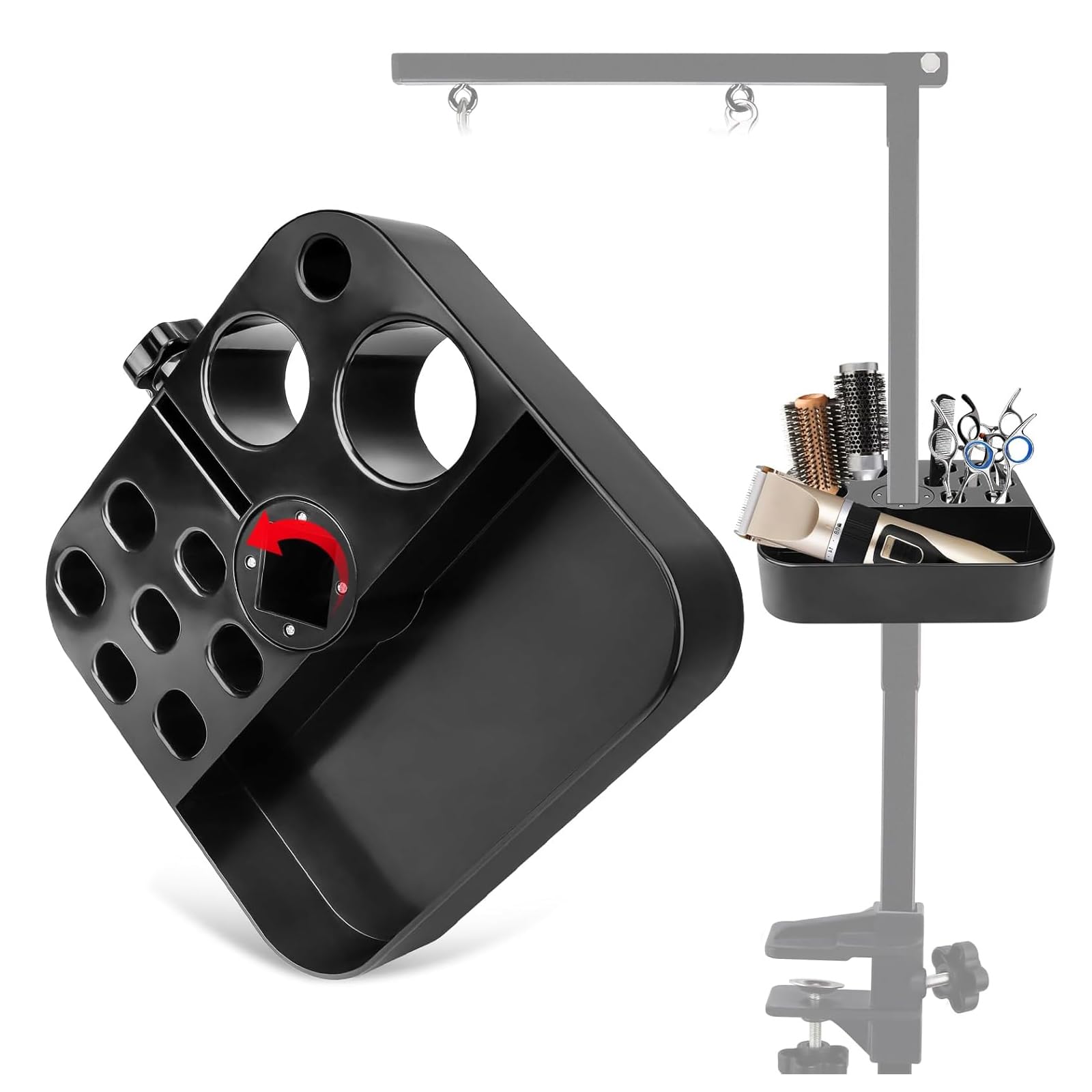 Kalolary Pet Grooming Tools Holder, Dog Grooming Tool Organizer Caddy Pet Grooming Tools Storage Box Organizer Drawer on The Bracket for Pet Grooming Table and Arm
